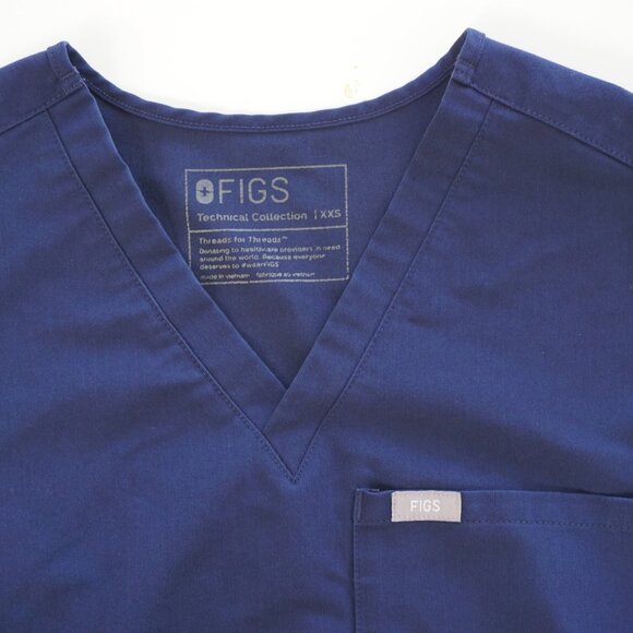 FIGS Navy XXS Catarina One Pocket Scrub Top - Picture 2 of 3